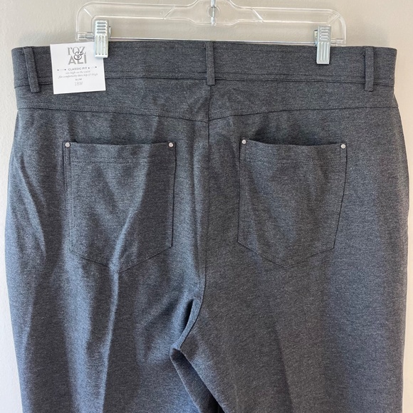 Retrology Plus Sz 18W High Rise Stretch Pull On Gray Pants Classic Fit Pockets - Picture 6 of 9